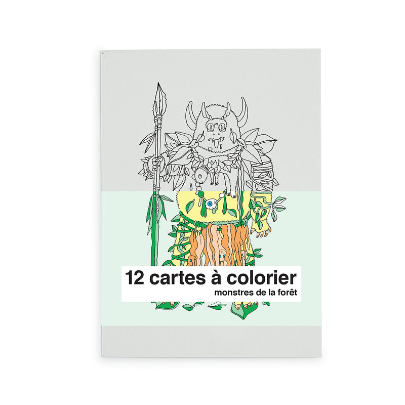 cartes à colorier "monstres de la forêt"