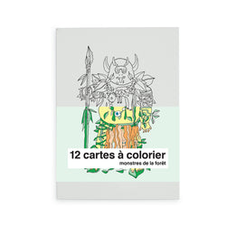 cartes à colorier "monstres de la forêt"